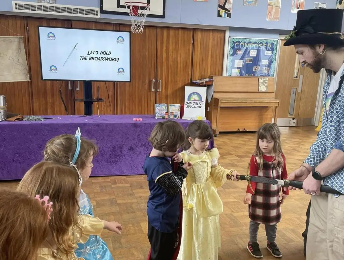 fair tales workshop in a school classroom