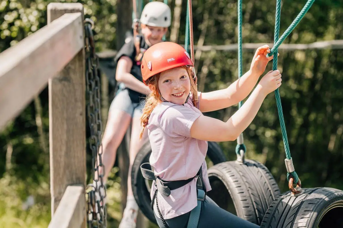 children on an obstacle course