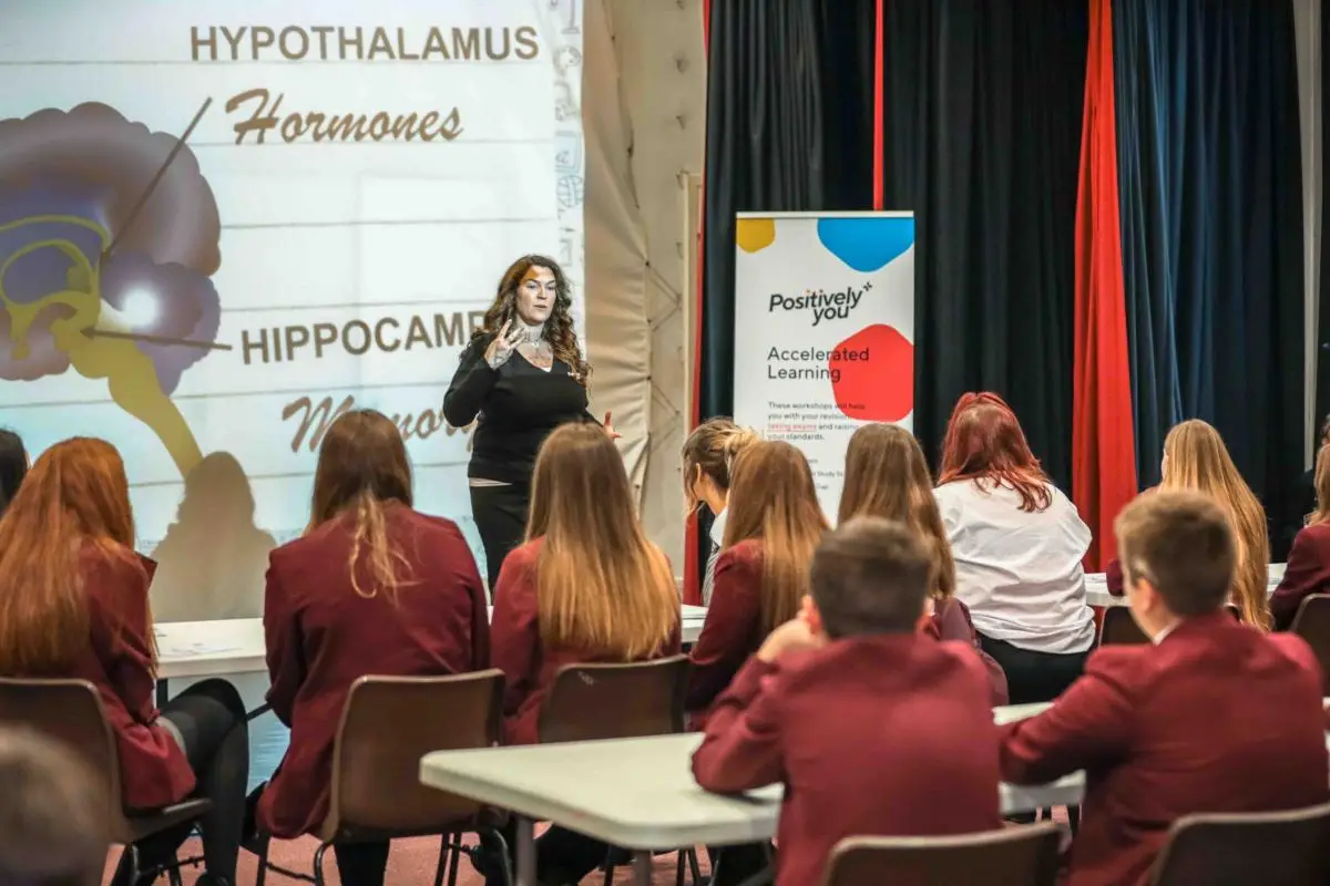 school children in a careers workshop